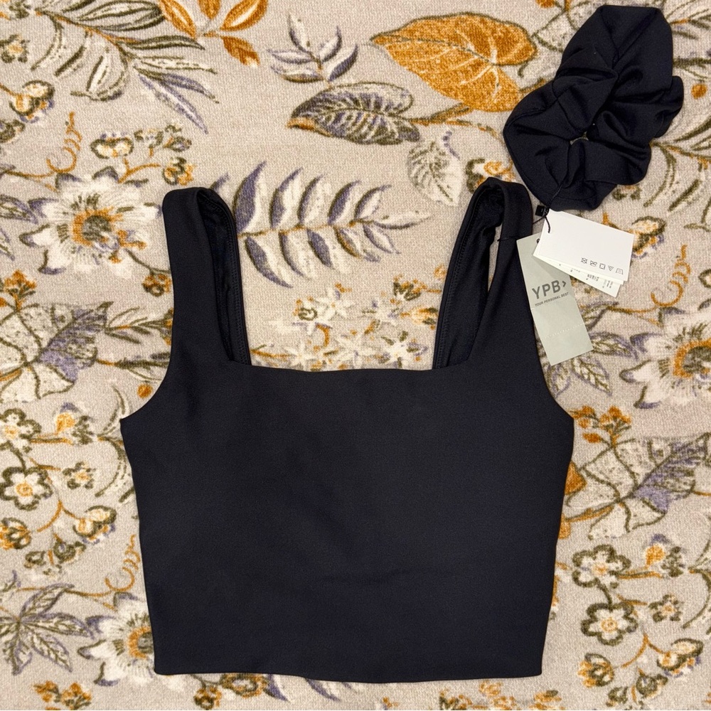 NWT - YPB Black sports bra & matching scrunchie